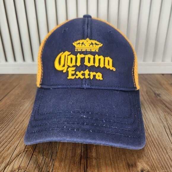 Corona Extra Hat Cap Fitted OSFA Blue Yellow Modelo Beer Cerveza Beach Crown Sun - Picture 2 of 12
